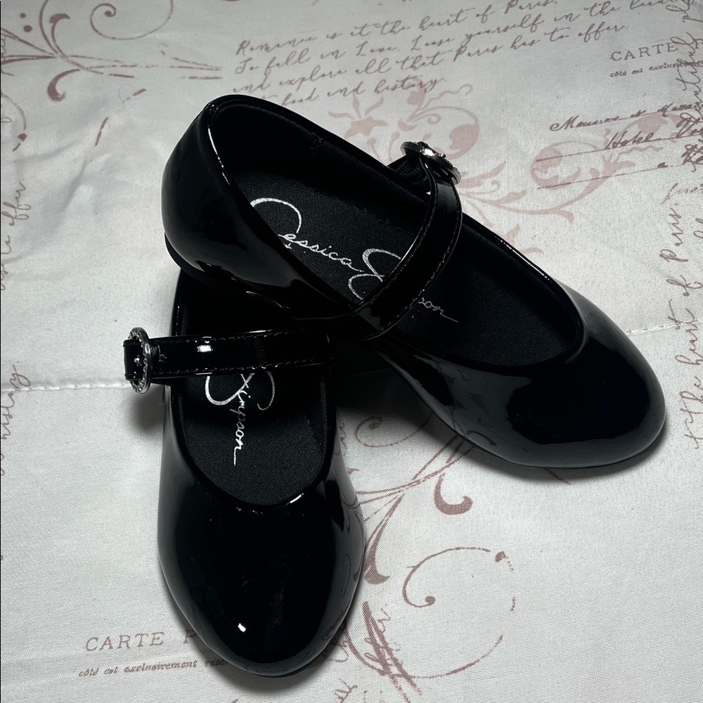 NEW KIDS Jessica Simpson Glossy Black Kids Dress Shoes